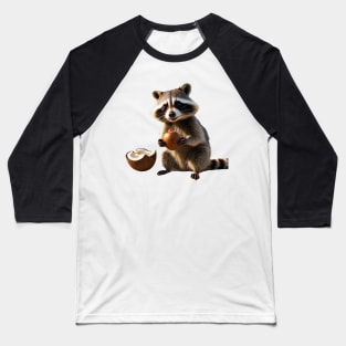 Raccoon with its coconut Baseball T-Shirt